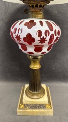 Cut-to-Clear Glass Oil Lamp with Brass Base - 3