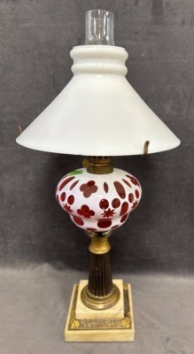 Cut-to-Clear Glass Oil Lamp with Brass Base - 4