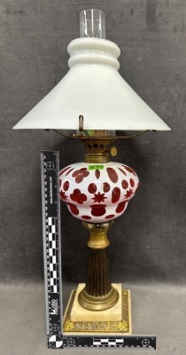 Cut-to-Clear Glass Oil Lamp with Brass Base - 5