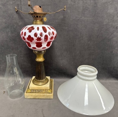 Cut-to-Clear Glass Oil Lamp with Brass Base - 6
