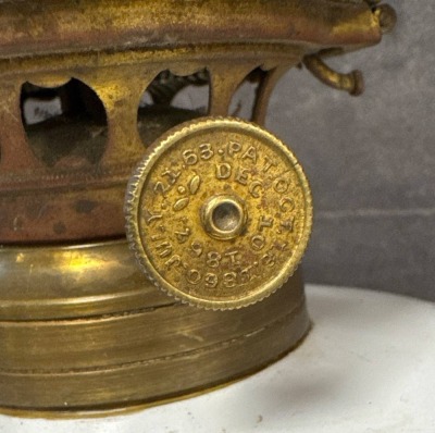 Cut-to-Clear Glass Oil Lamp with Brass Base - 7
