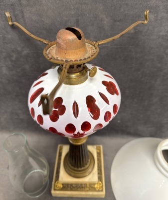 Cut-to-Clear Glass Oil Lamp with Brass Base - 8