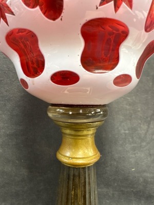 Cut-to-Clear Glass Oil Lamp with Brass Base - 9