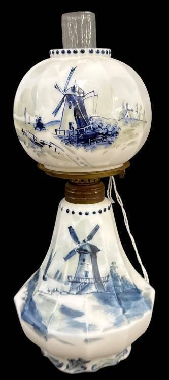 Delft Miniature Oil Lamp by Pairpoint Glass Co.