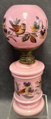 Miniature Pink Oil Lamp with Bird Design - 2