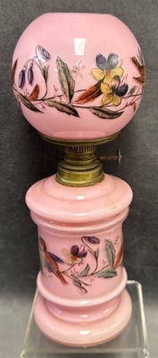 Miniature Pink Oil Lamp with Bird Design - 3