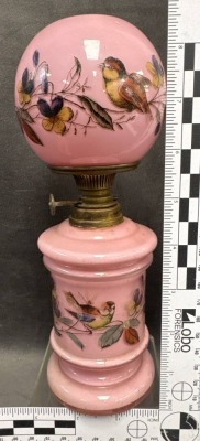 Miniature Pink Oil Lamp with Bird Design - 5