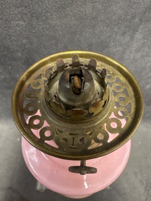 Miniature Pink Oil Lamp with Bird Design - 7