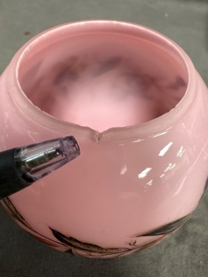 Miniature Pink Oil Lamp with Bird Design - 9
