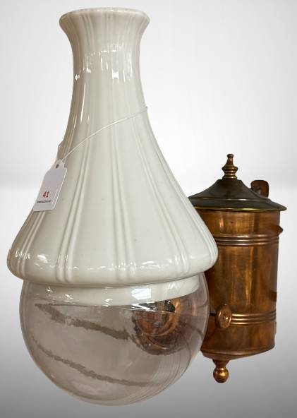 Copper and Glass Wall-Mounted Oil Lamp