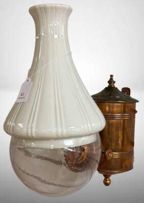 Copper and Glass Wall-Mounted Oil Lamp