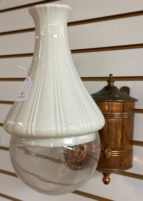 Copper and Glass Wall-Mounted Oil Lamp - 2