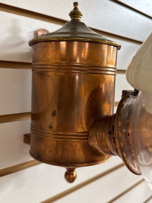 Copper and Glass Wall-Mounted Oil Lamp - 4