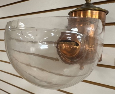 Copper and Glass Wall-Mounted Oil Lamp - 6