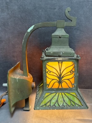 Bradley and Hubbard Slag Glass Wall Sconce - 2