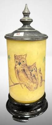 Tiffin Lamp With Handpainted Owl Design