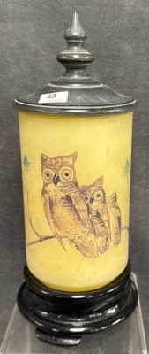 Tiffin Lamp With Handpainted Owl Design - 2