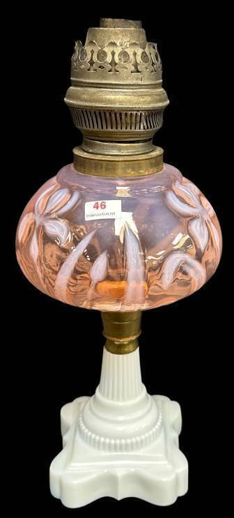 Early 20th Century Milk Glass Oil Lamp