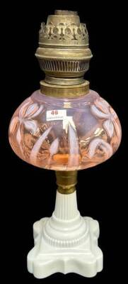 Early 20th Century Milk Glass Oil Lamp