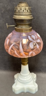 Early 20th Century Milk Glass Oil Lamp - 3