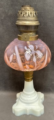 Early 20th Century Milk Glass Oil Lamp - 4