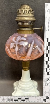 Early 20th Century Milk Glass Oil Lamp - 5