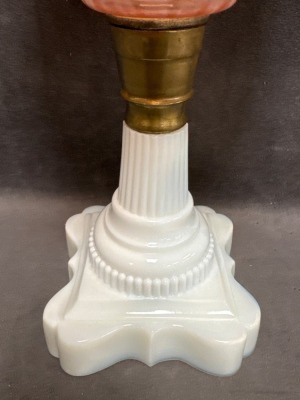 Early 20th Century Milk Glass Oil Lamp - 7