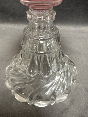 Decorative Cranberry Opalescent Glass Kerosene Lamp - 10
