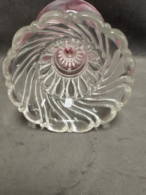 Decorative Cranberry Opalescent Glass Kerosene Lamp - 11
