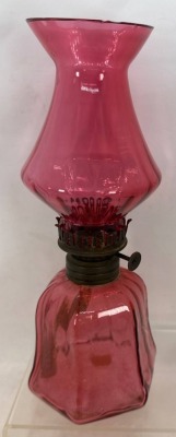Cranberry Glass Miniature Oil Lamp Chimney - 2