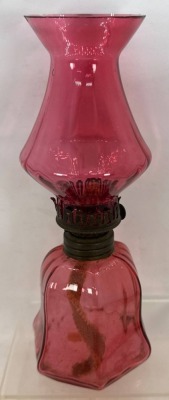 Cranberry Glass Miniature Oil Lamp Chimney - 3