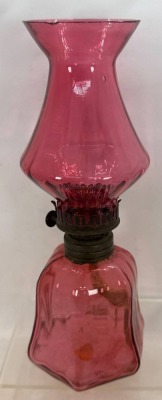 Cranberry Glass Miniature Oil Lamp Chimney - 4