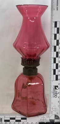 Cranberry Glass Miniature Oil Lamp Chimney - 5