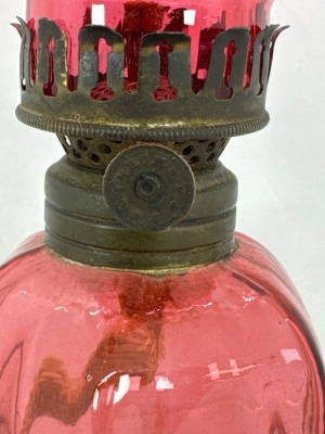 Cranberry Glass Miniature Oil Lamp Chimney - 6