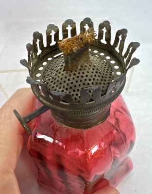 Cranberry Glass Miniature Oil Lamp Chimney - 8