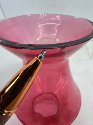 Cranberry Glass Miniature Oil Lamp Chimney - 9