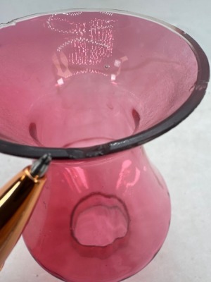 Cranberry Glass Miniature Oil Lamp Chimney - 10