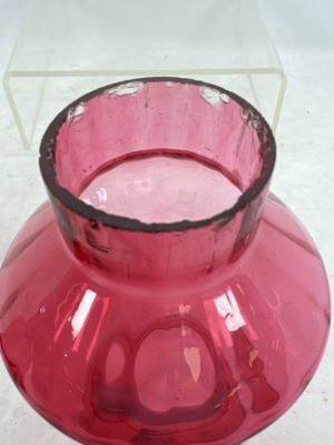 Cranberry Glass Miniature Oil Lamp Chimney - 12