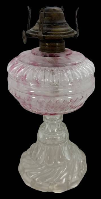 Cranberry Spatter Victorian Bloxam Oil Lamp