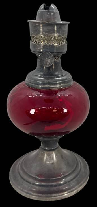 Gorham EP Ruby Red Glass Oil Lamp