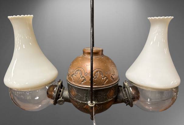 Dual Burner Angle Lamp with Florals