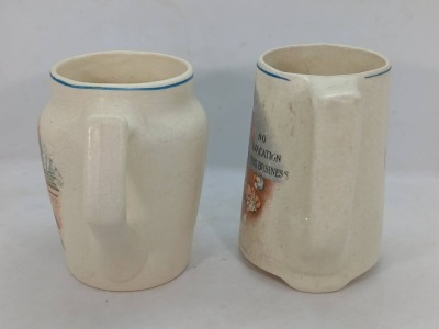 (2) Roseville Creamware Mugs with Stork Designs - 2