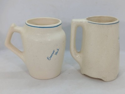 (2) Roseville Creamware Mugs with Stork Designs - 3