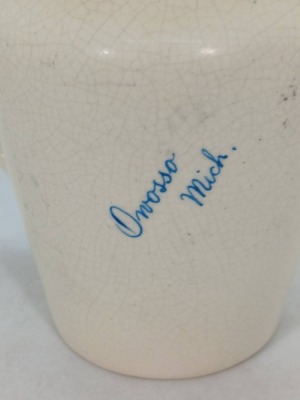 (2) Roseville Creamware Mugs with Stork Designs - 6