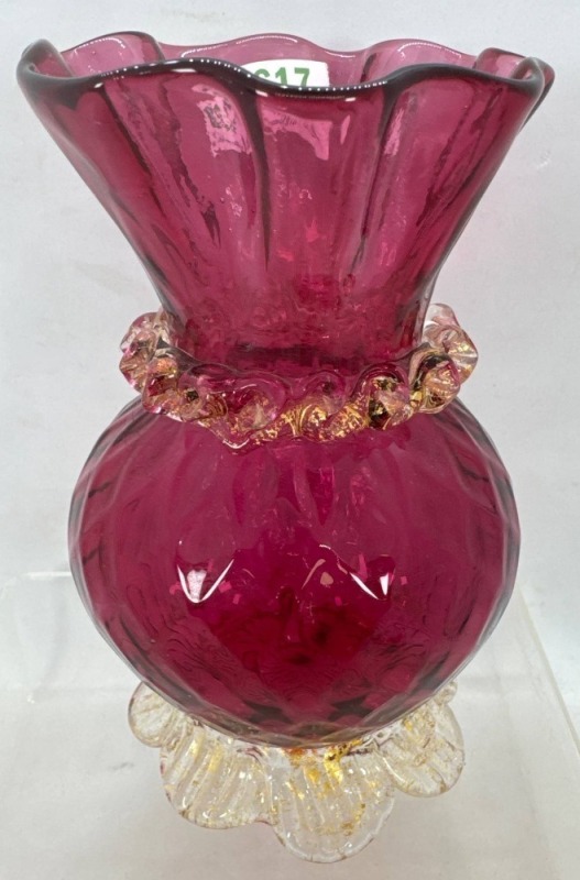 Cranberry Gold Aventurine Vase