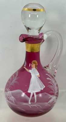 Mary Gregory-Style Cranberry Cruet