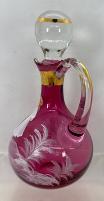 Mary Gregory-Style Cranberry Cruet - 2