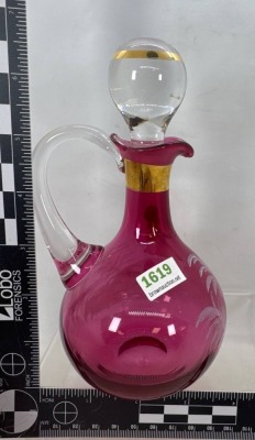 Mary Gregory-Style Cranberry Cruet - 3