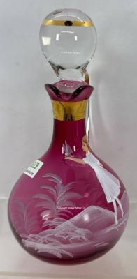Mary Gregory-Style Cranberry Cruet - 4