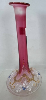 Hand-Painted Stick Neck Vase With Floral Motif - 3